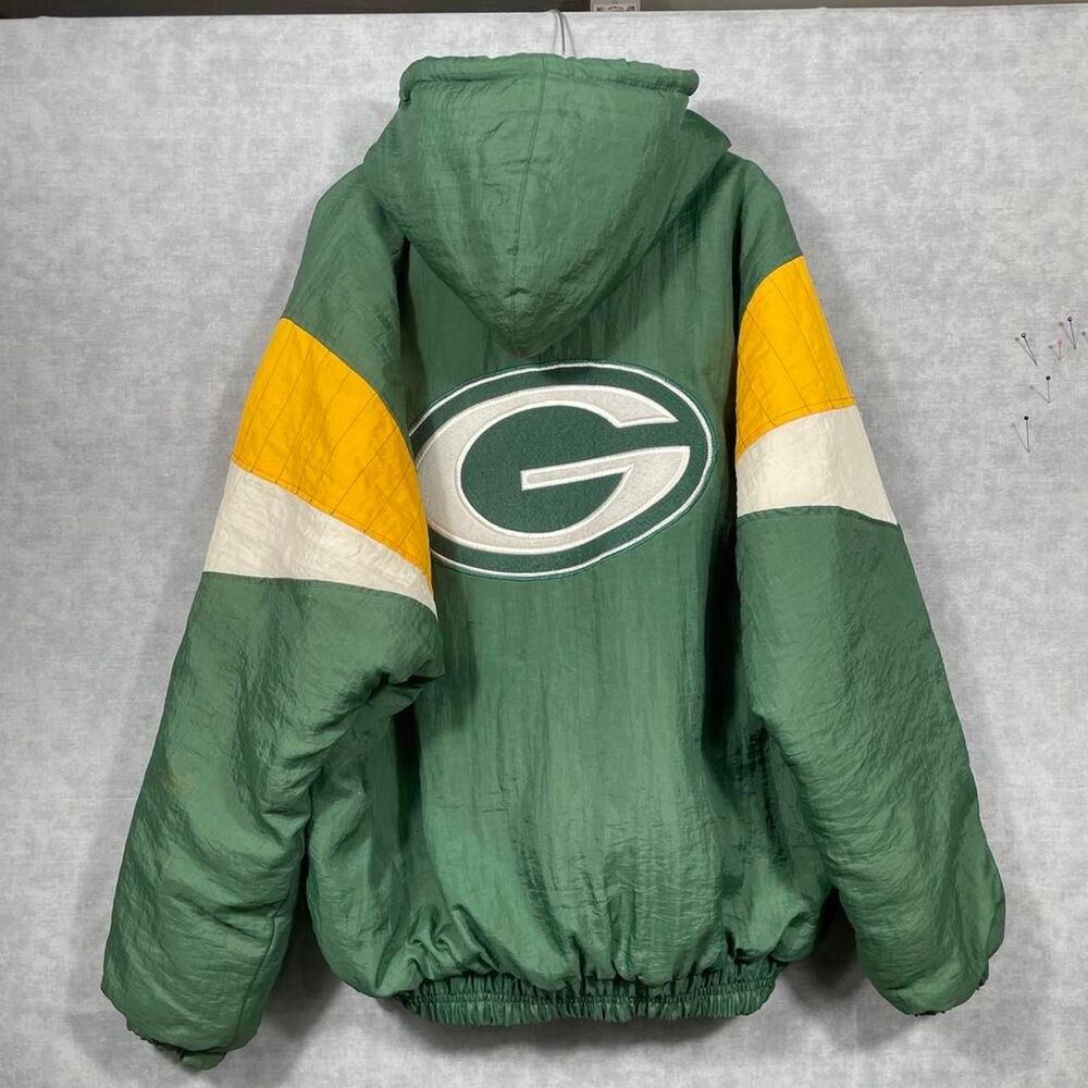 Green Bay Packers green and yellow windbreaker jacket.